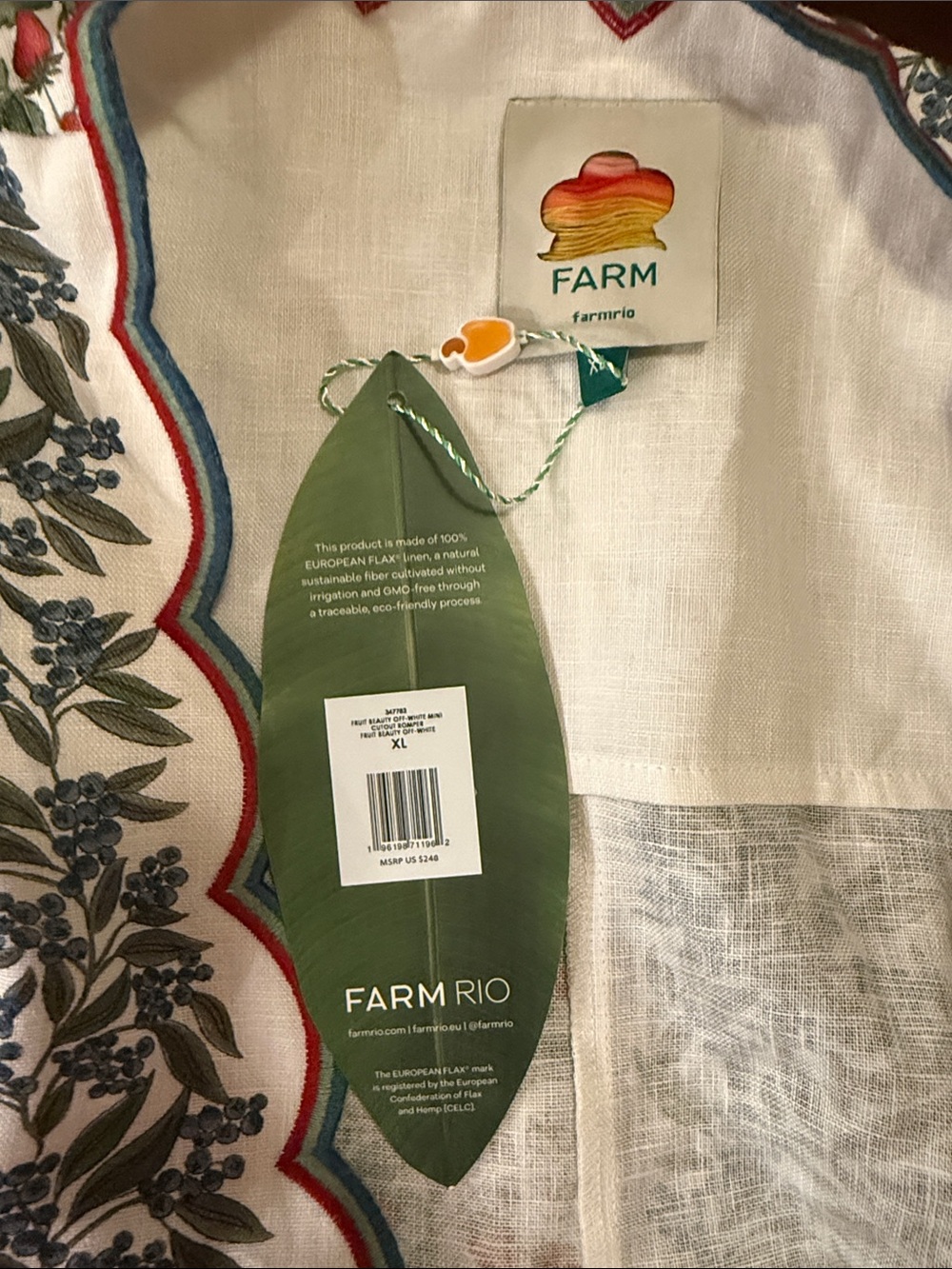 Farm Rio Off-White Fruit Beauty Mini Cut Out Romper - Picture 5 of 5